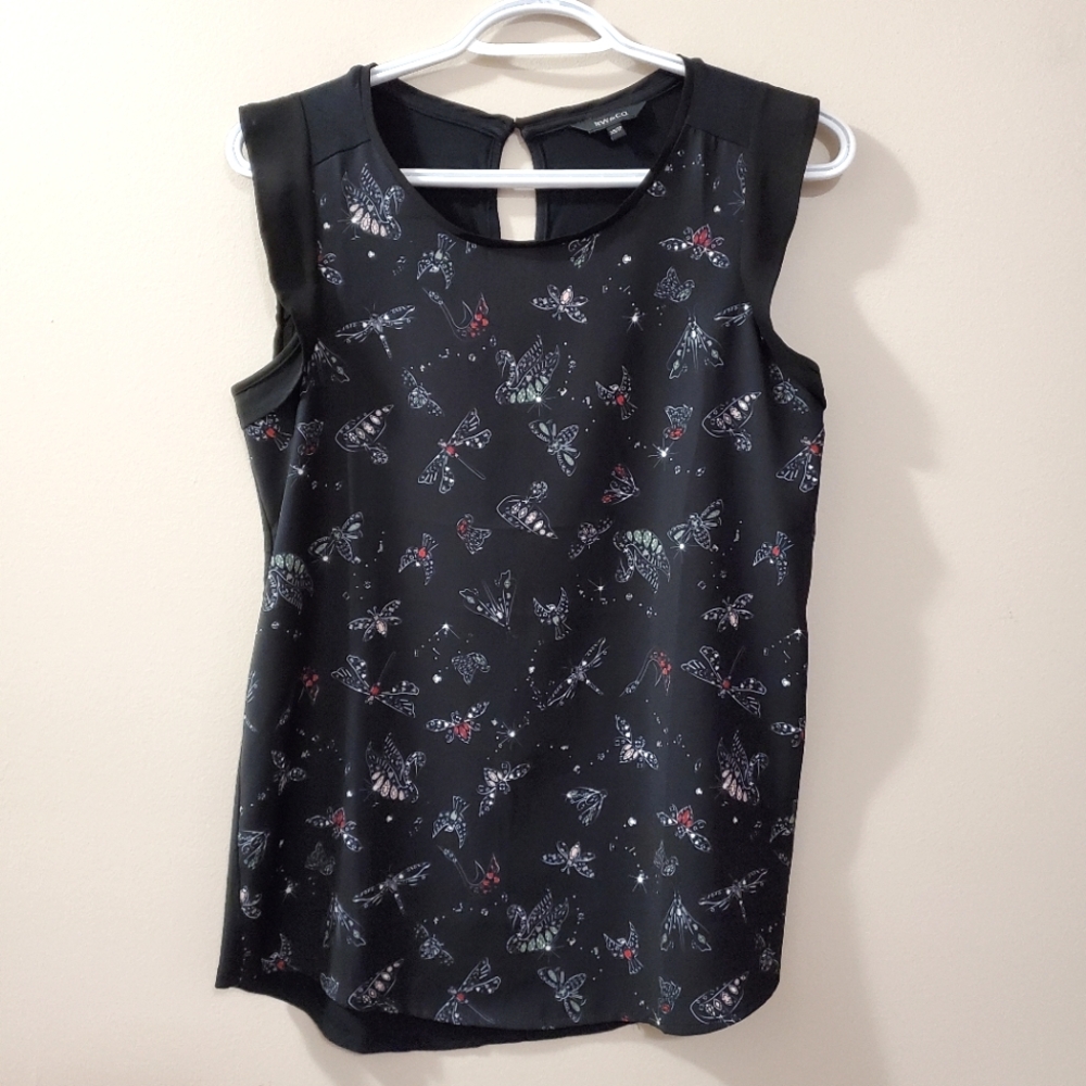 RW & Co - Bejeweled Animal and Insect Print Blouse